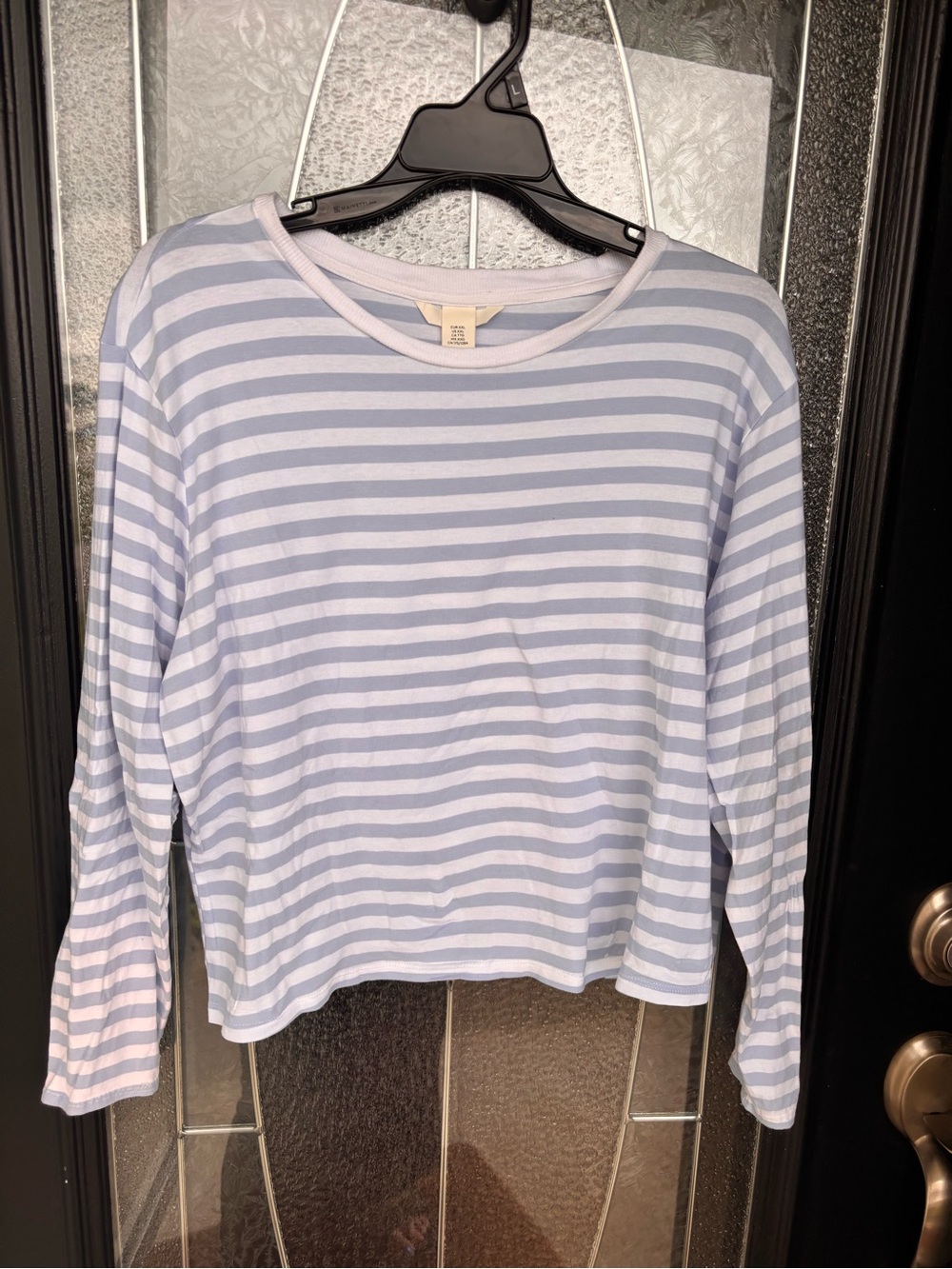 H&M Light Blue & White Striped Long Sleeve Tee